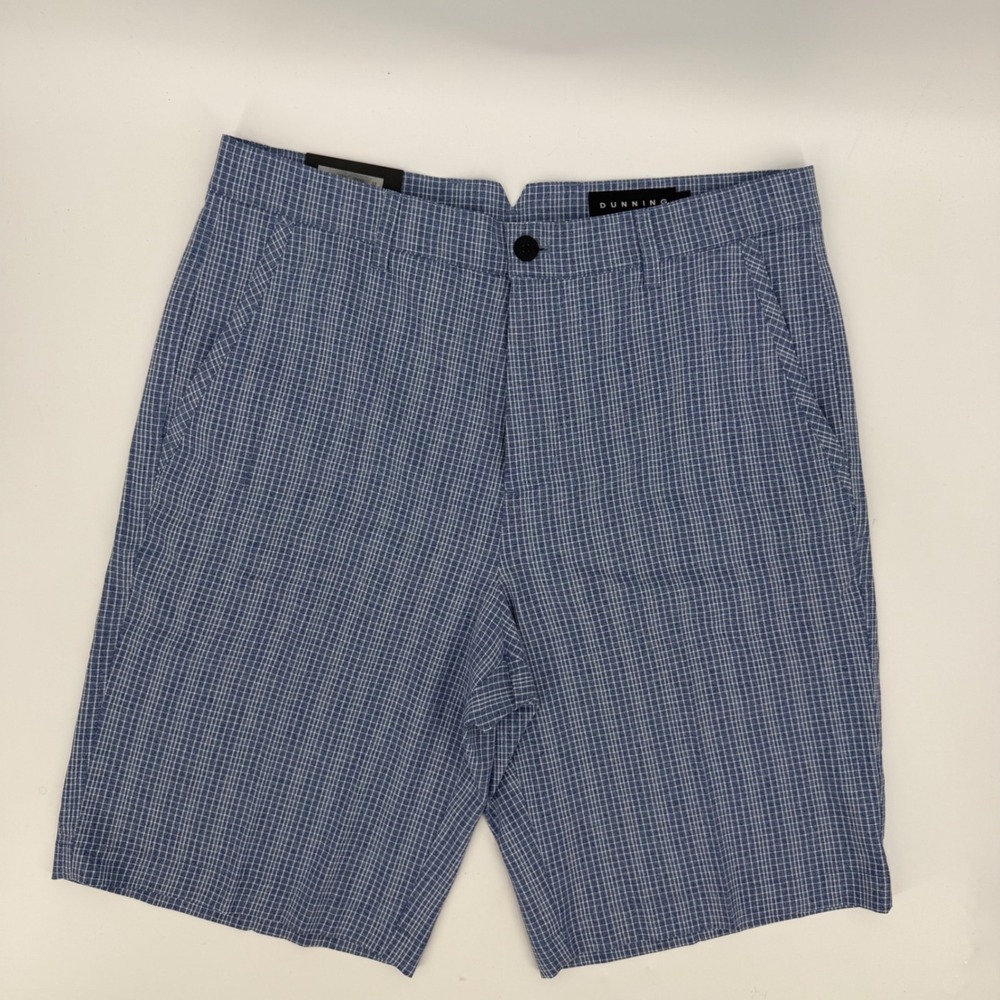 Dunning Golf Mens Blue White Check Stretch Performance Shorts 32 D7F20H616